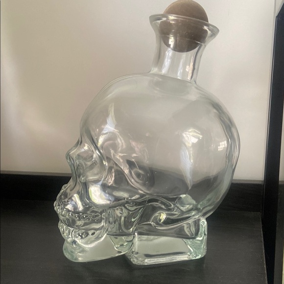 Other - Clear Glass Skull Decanter with Silver Stopper - Decorative Home Accent